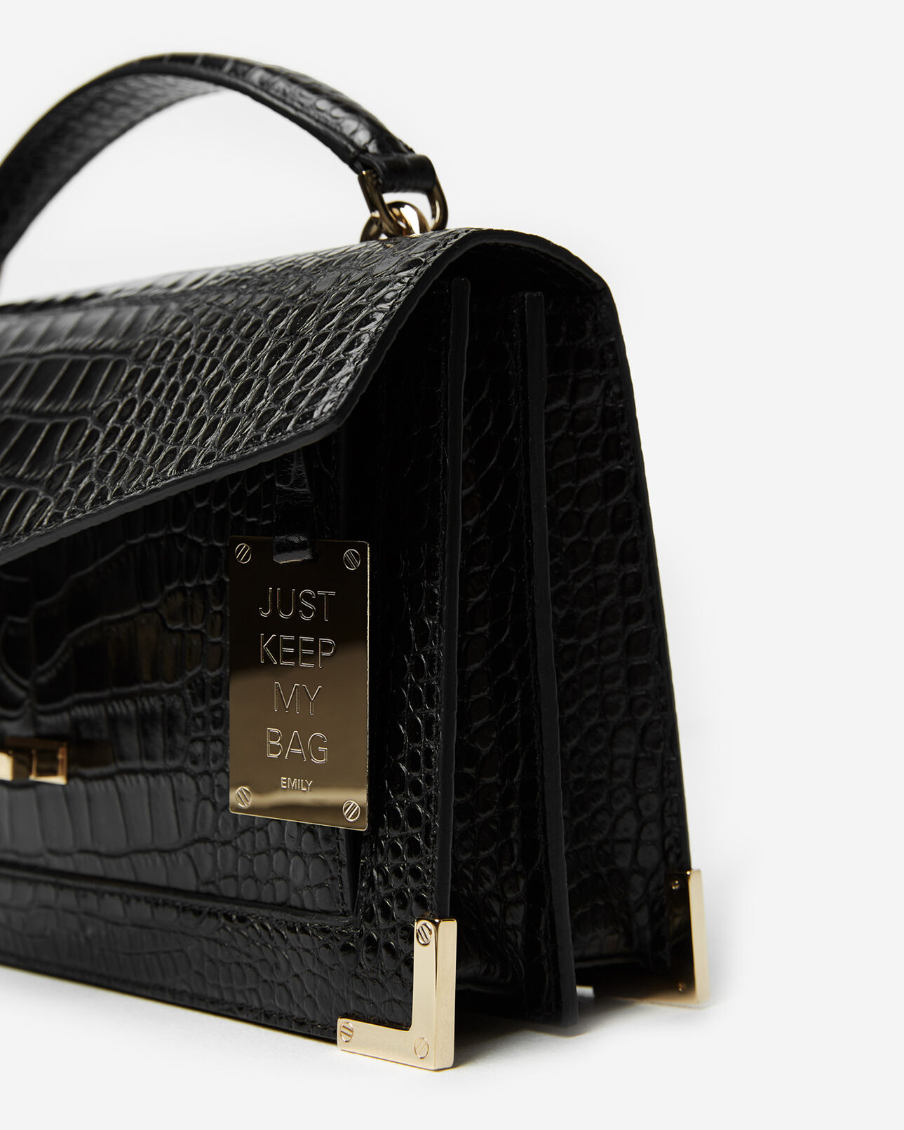 The Kooples WOMEN BLACK medium emily bag in black mock croc