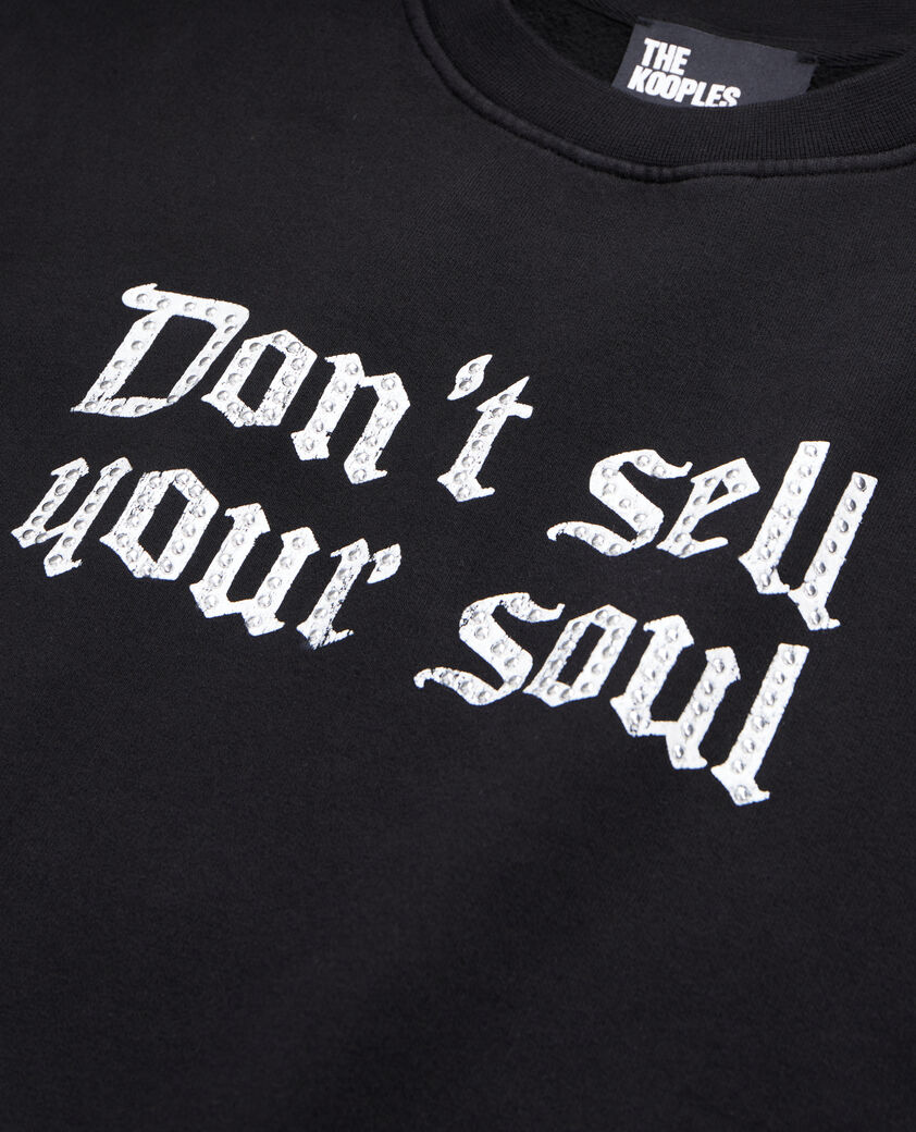 The Kooples WOMEN BLACK black sweatshirt with don't sell your soul serigraphy