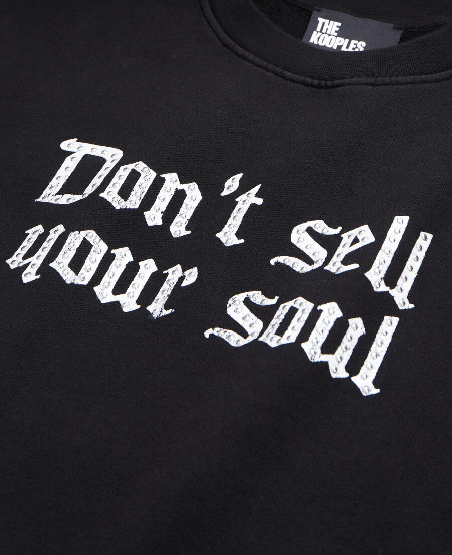 The Kooples WOMEN BLACK black sweatshirt with don't sell your soul serigraphy