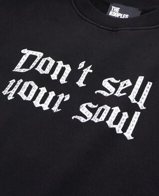 The Kooples WOMEN BLACK black sweatshirt with don't sell your soul serigraphy