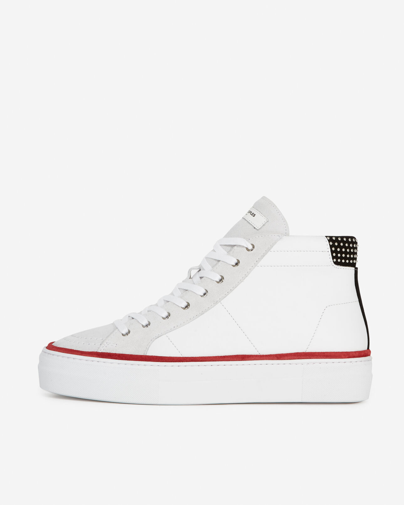The Kooples WOMEN WHITE / GREY / RED white leather sneakers with colored details