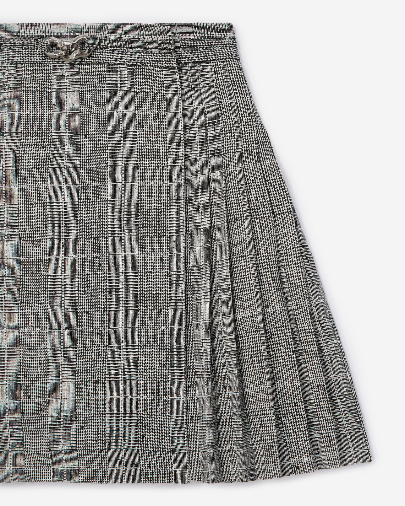 The Kooples WOMEN BLACK WHITE short pleated skirt in gray wool