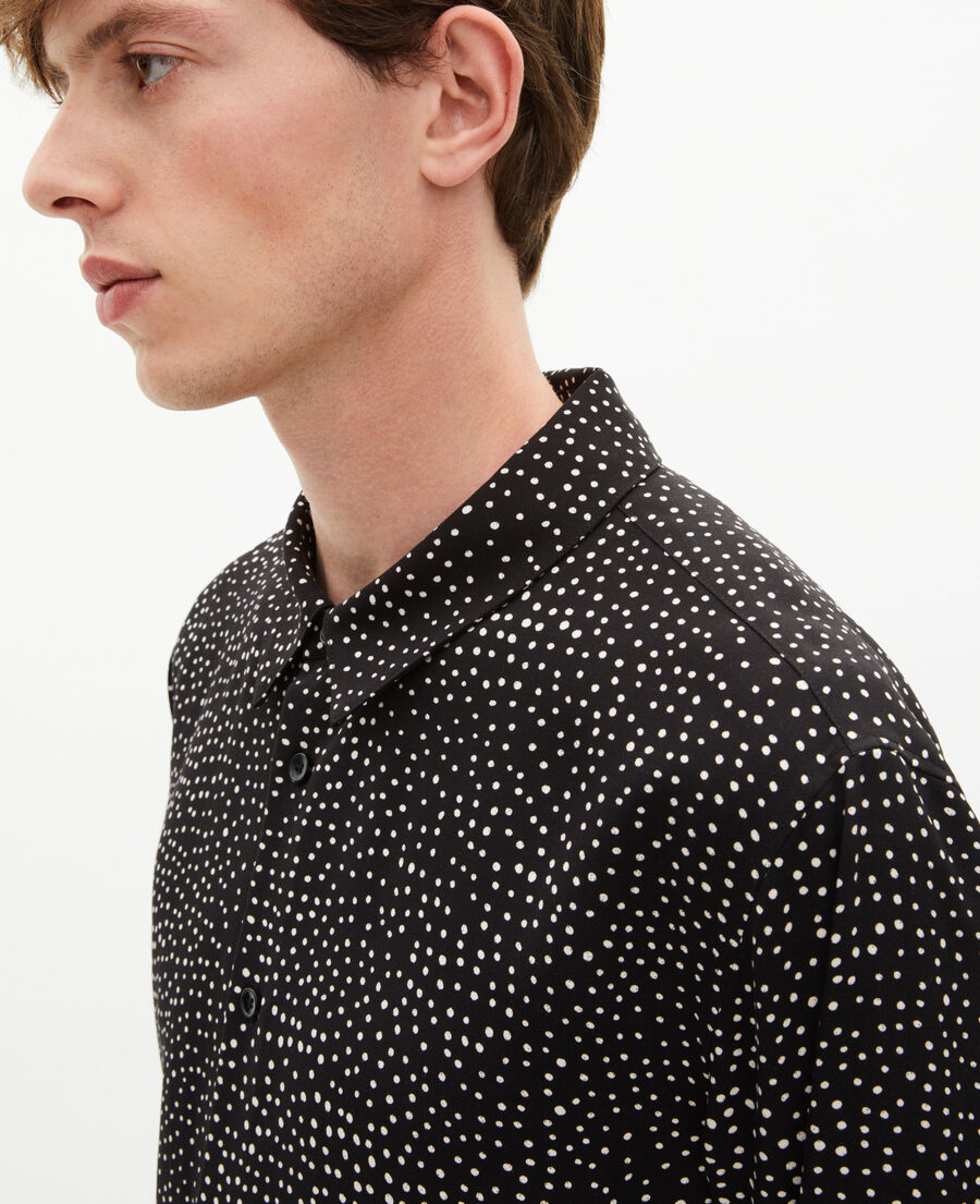 The Kooples H BLACK WHITE white and black micro dot print shirt