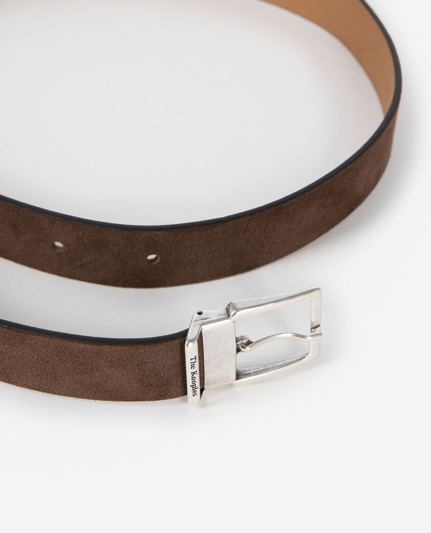 The Kooples HOMME CHOCOLATE ceinture en su&egrave;de marron