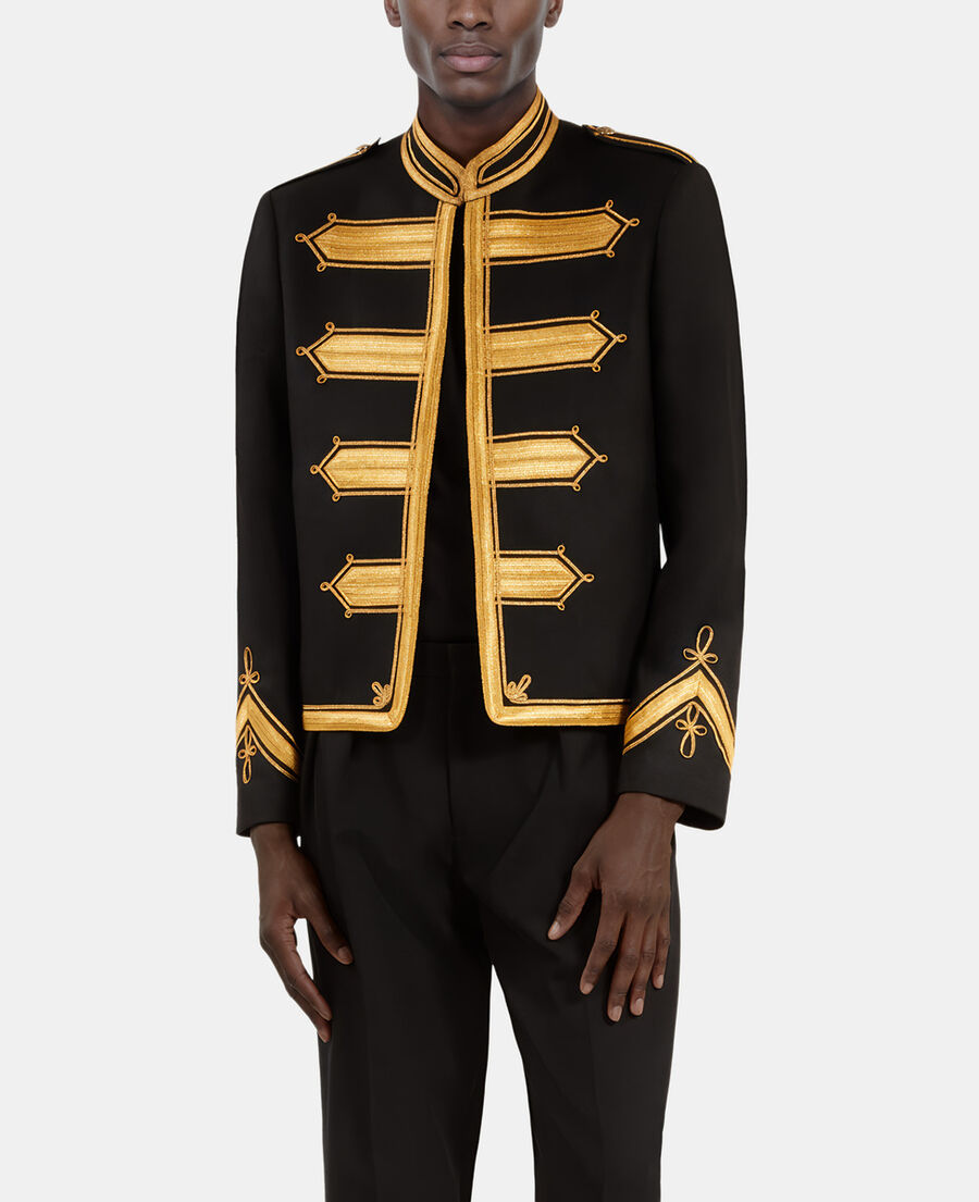 The Kooples MEN BLACK officer style black wool jacket