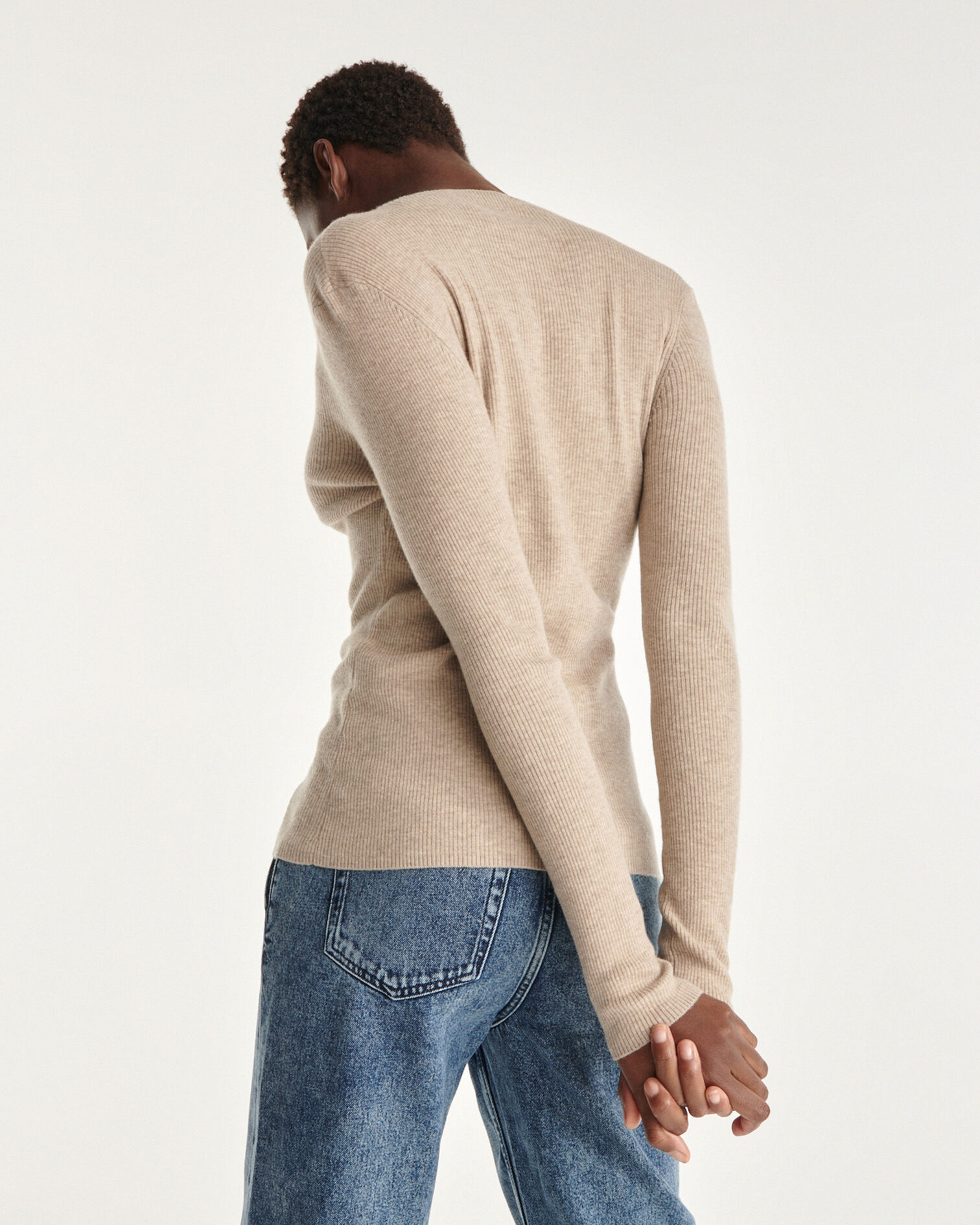 Wollpullover fein Kaschmir beige tailliert, BEIGE, hi-res image number null