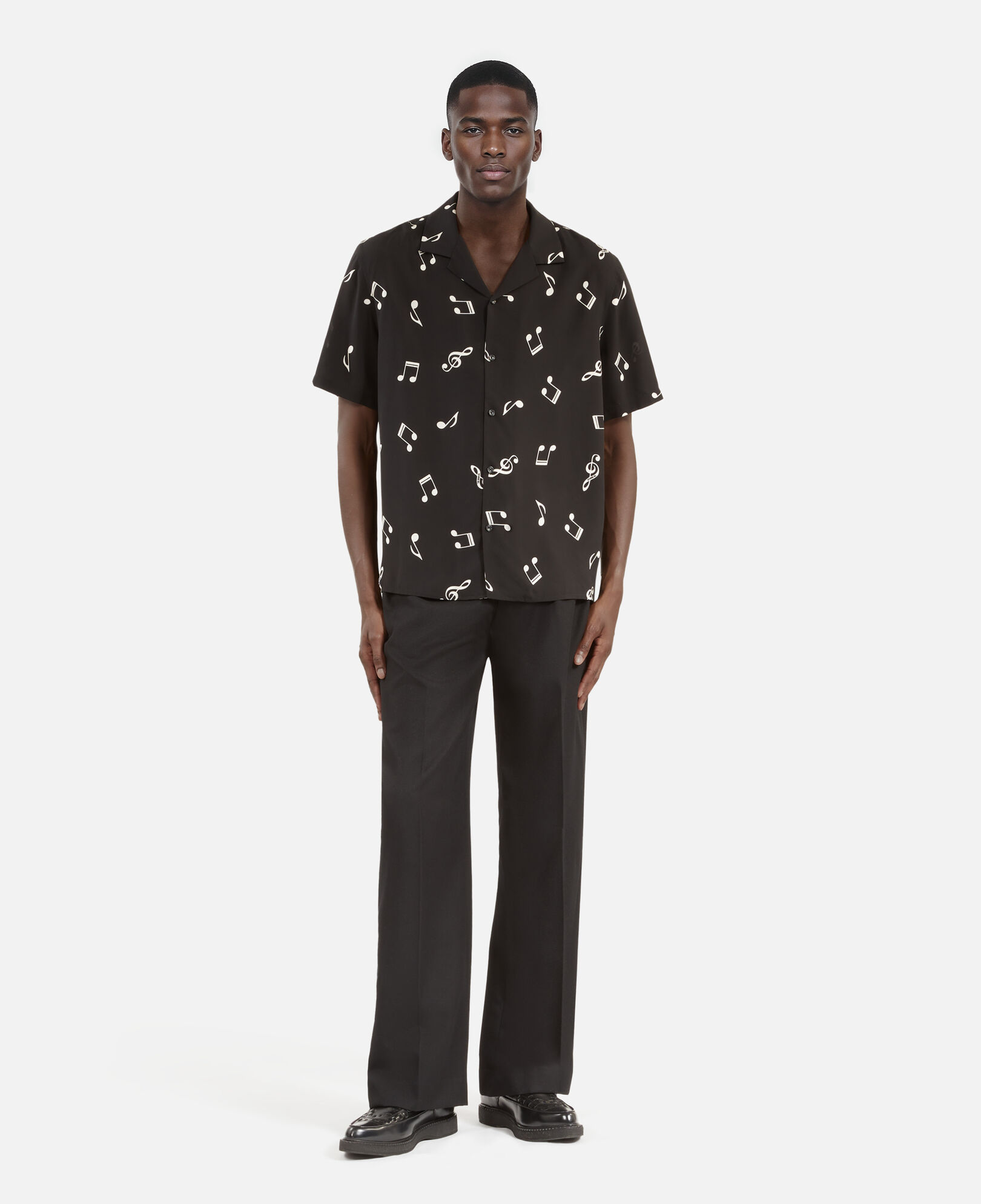 The Kooples MEN BLACK WHITE short-sleeved music print shirt