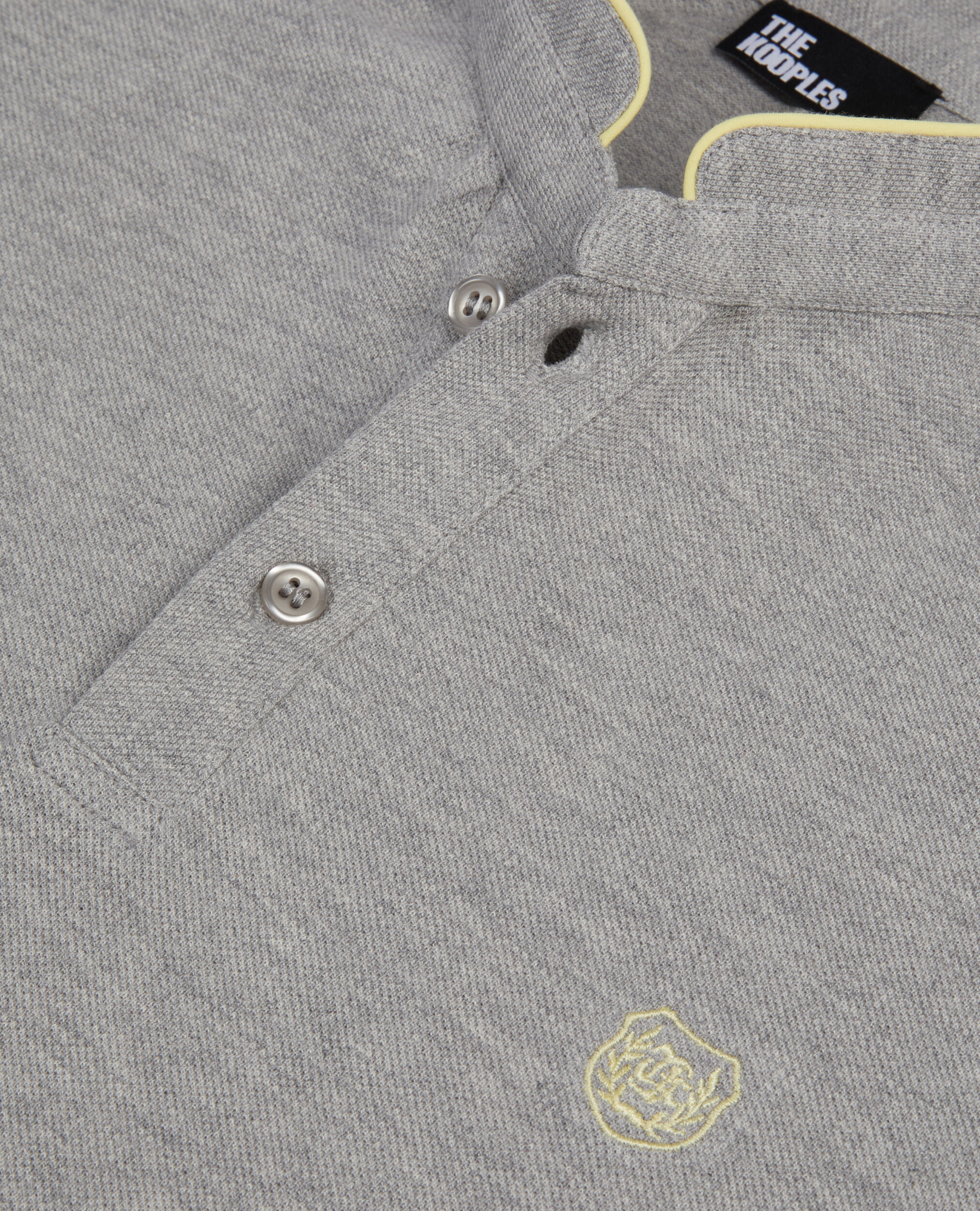 Grey pique cotton polo t-shirt, GREY YELLOW, hi-res image number null