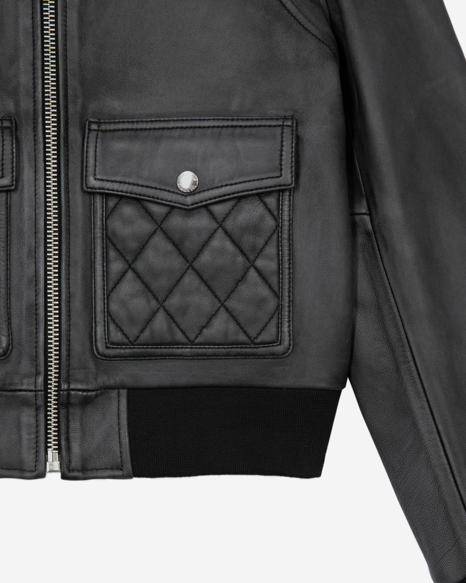 Black leather jacket, BLACK WASHED, hi-res image number null