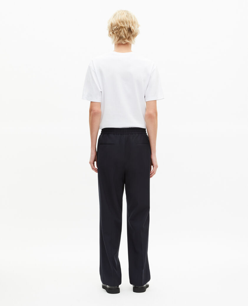 The Kooples MEN NAVY straight elasticated pants in navy wool