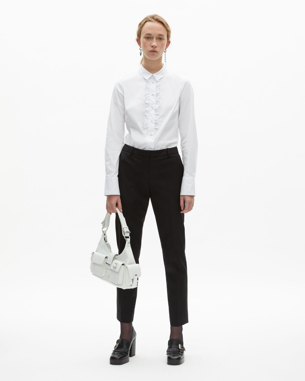 The Kooples DAMEN BLACK schwarze slim-fit-hose aus wolle