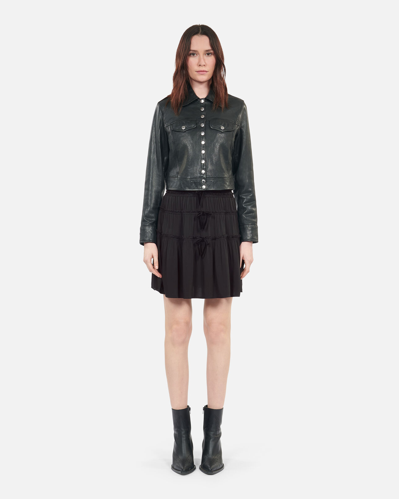 The Kooples FEMME BLACK jupe courte avec nœuds noire