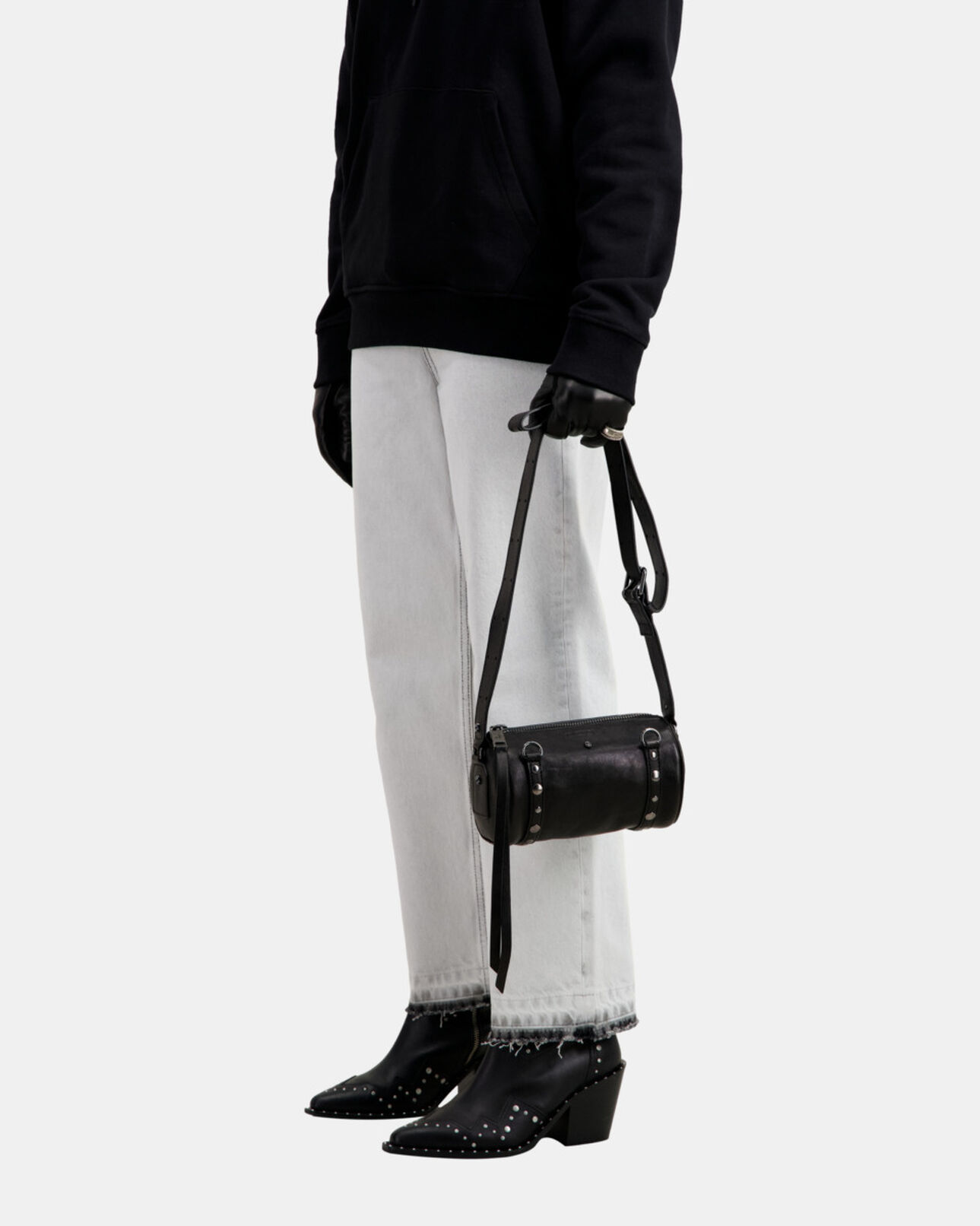 The Kooples DAMEN BLACK kleine jude schwarze umhängetasche aus leder