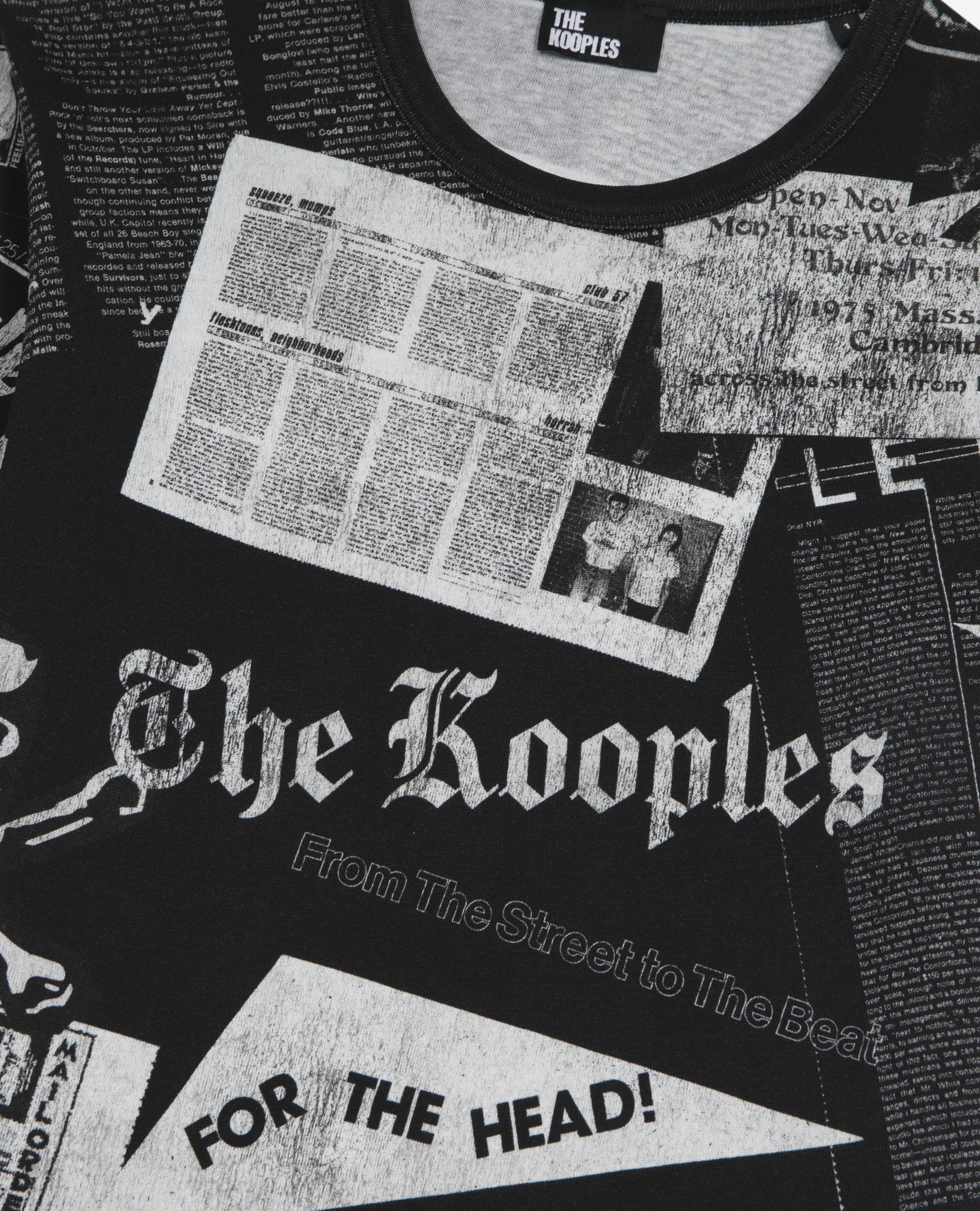T-shirt with black and white screen printing, BLACK WASHED, hi-res image number null