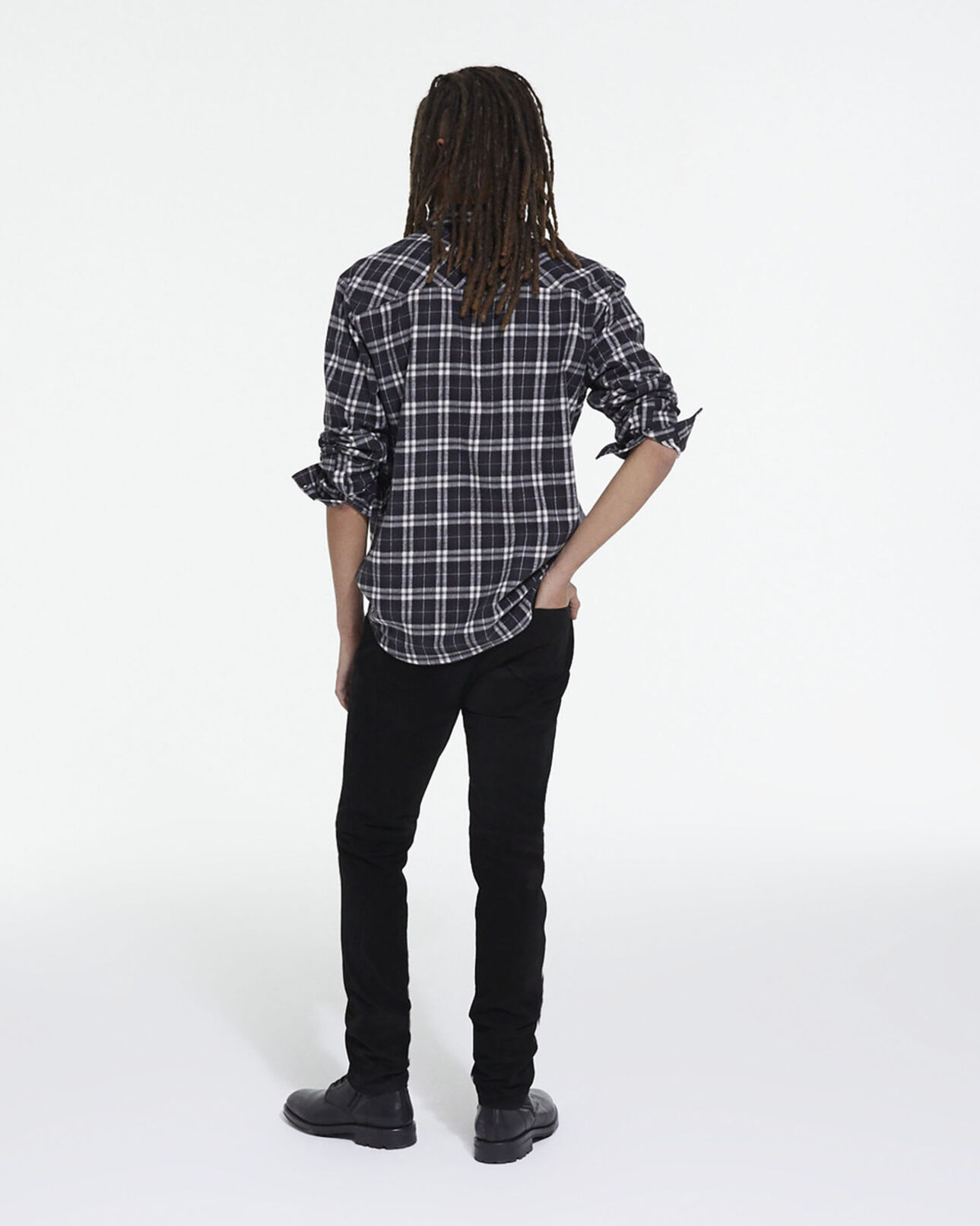 The Kooples HERREN BLACK kariertes hemd mit klassischer kragen