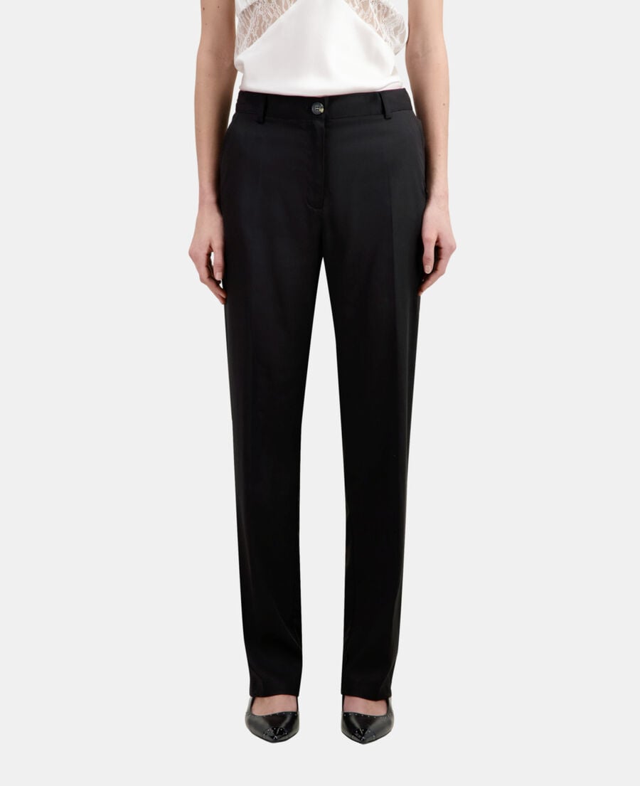 The Kooples WOMEN BLACK black tencel military-style pants