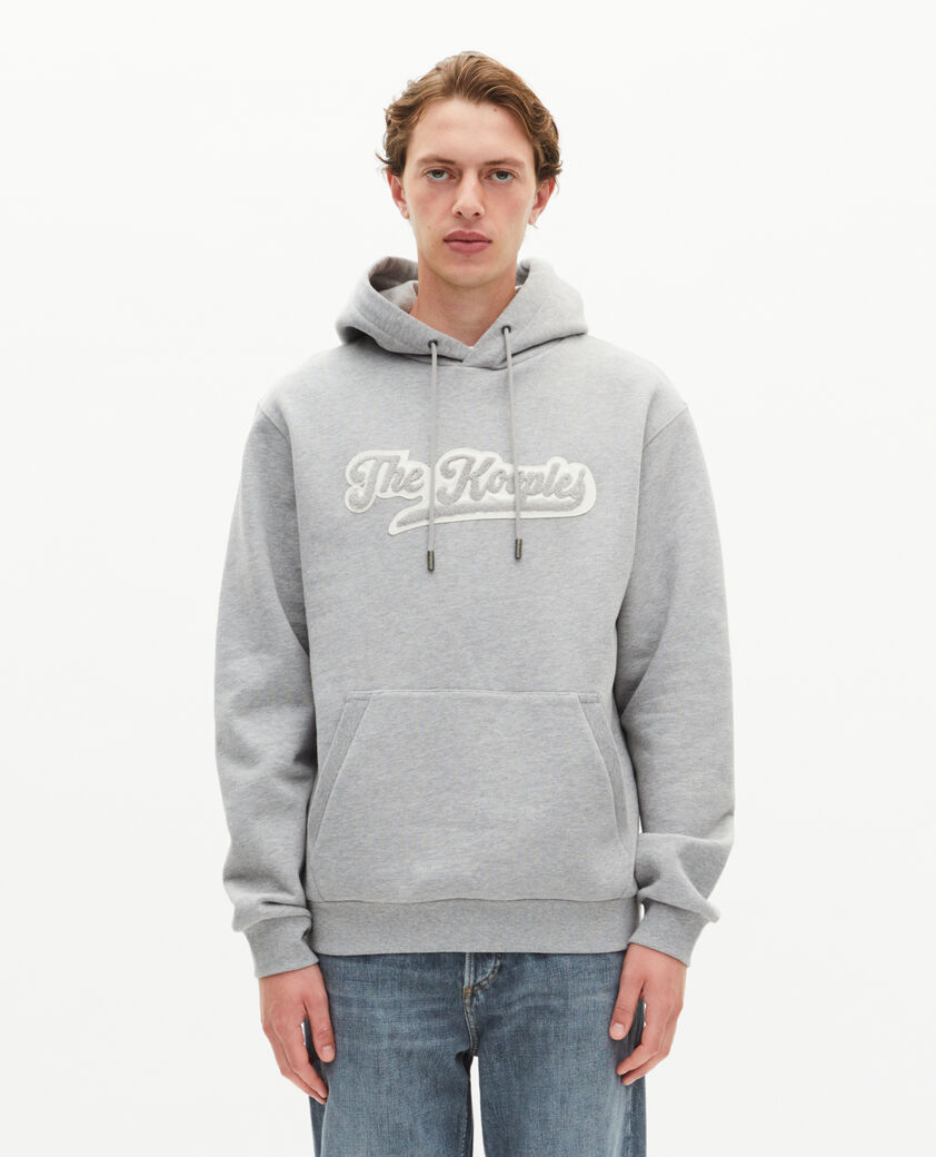The Kooples HOMME GREY MELANGE sweatshirt &agrave; capuche avec patch gris