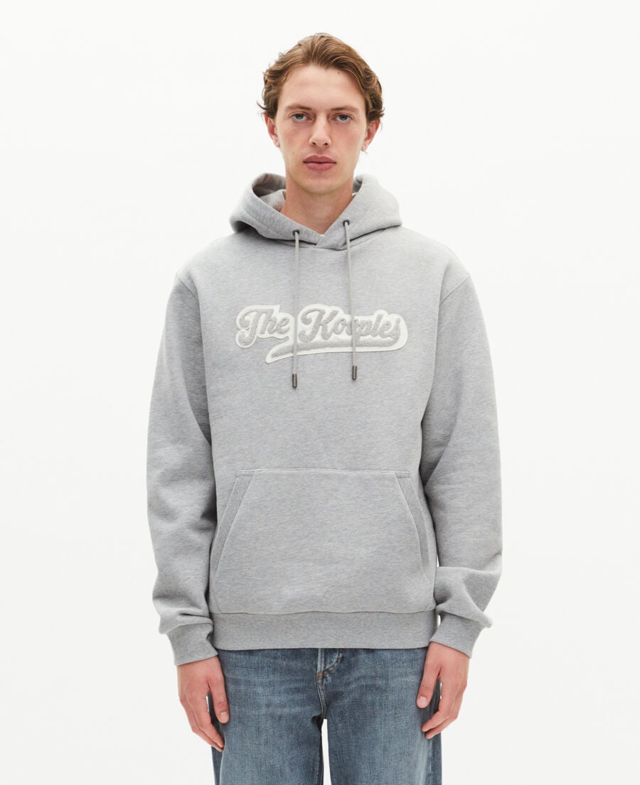 The Kooples HOMME GREY MELANGE sweatshirt &agrave; capuche avec patch gris