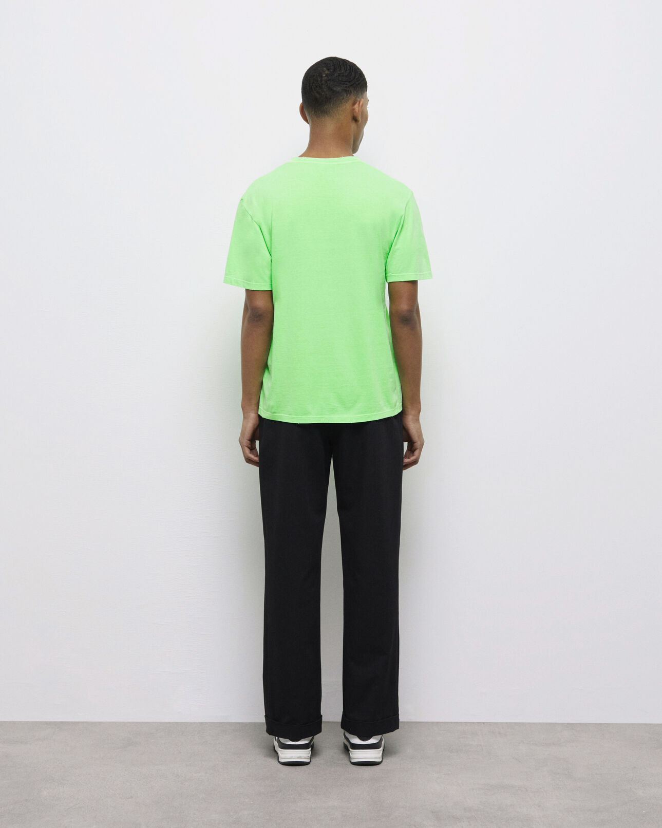 The Kooples MEN VERT FLUO men's fluorescent green t-shirt with logo