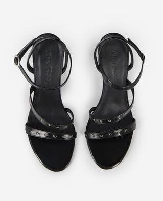 The Kooples WOMEN BLACK wedge-heeled sandals with black studs