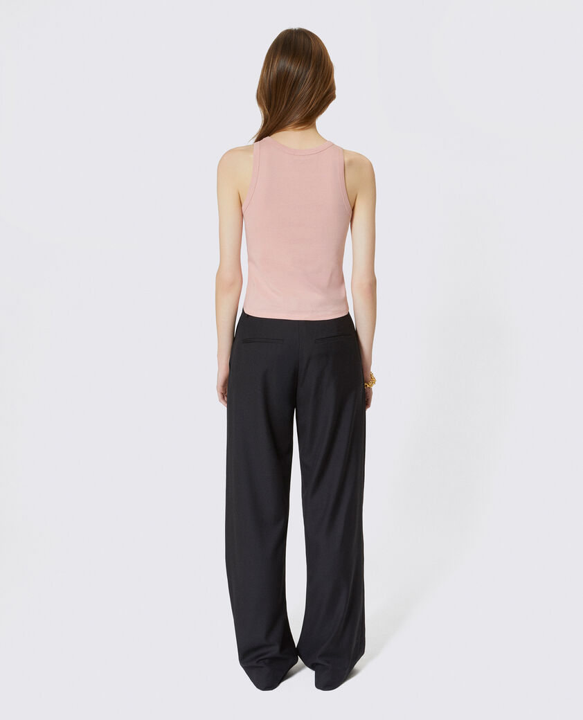 The Kooples WOMEN BLUSH cotton tank top with pink coat of arms