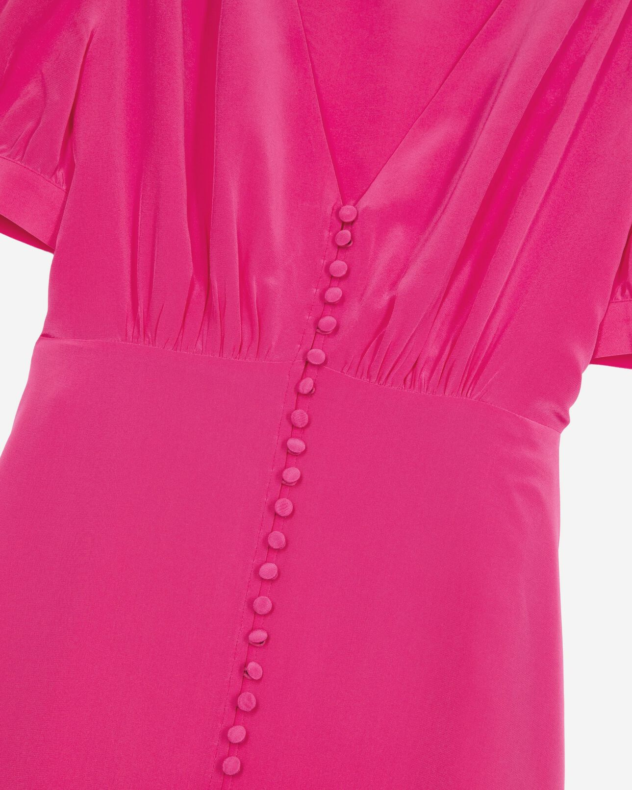 The Kooples FEMME FUSHIA robe longue avec boutonnage en soie rose