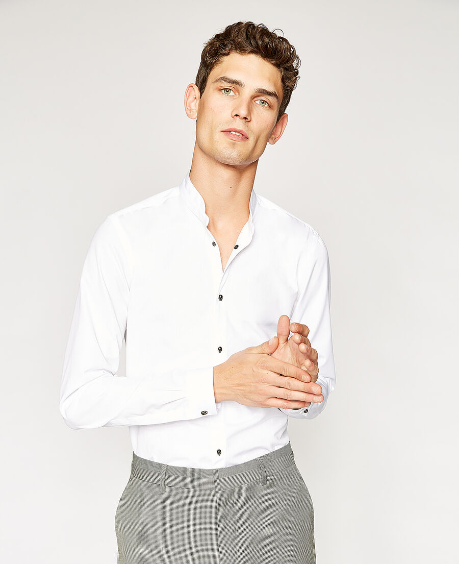 The Kooples HERREN WHITE weißes baumwollhemd aus faille de coton mit kragen