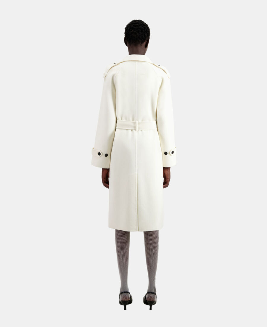 manteau long écru en mélange de laine