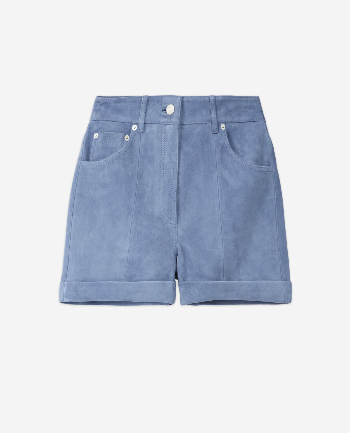 Blue leather shorts hotsell