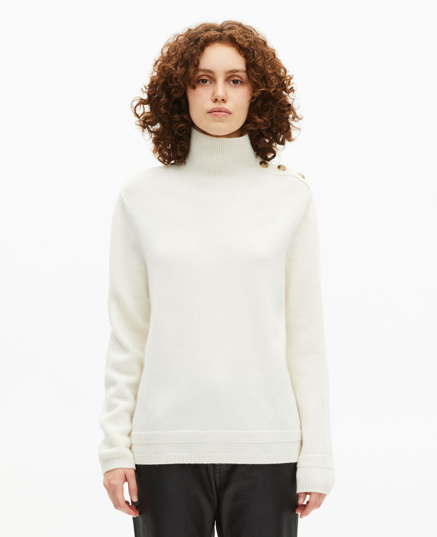The Kooples FEMME ECRU pull col montant en laine écru