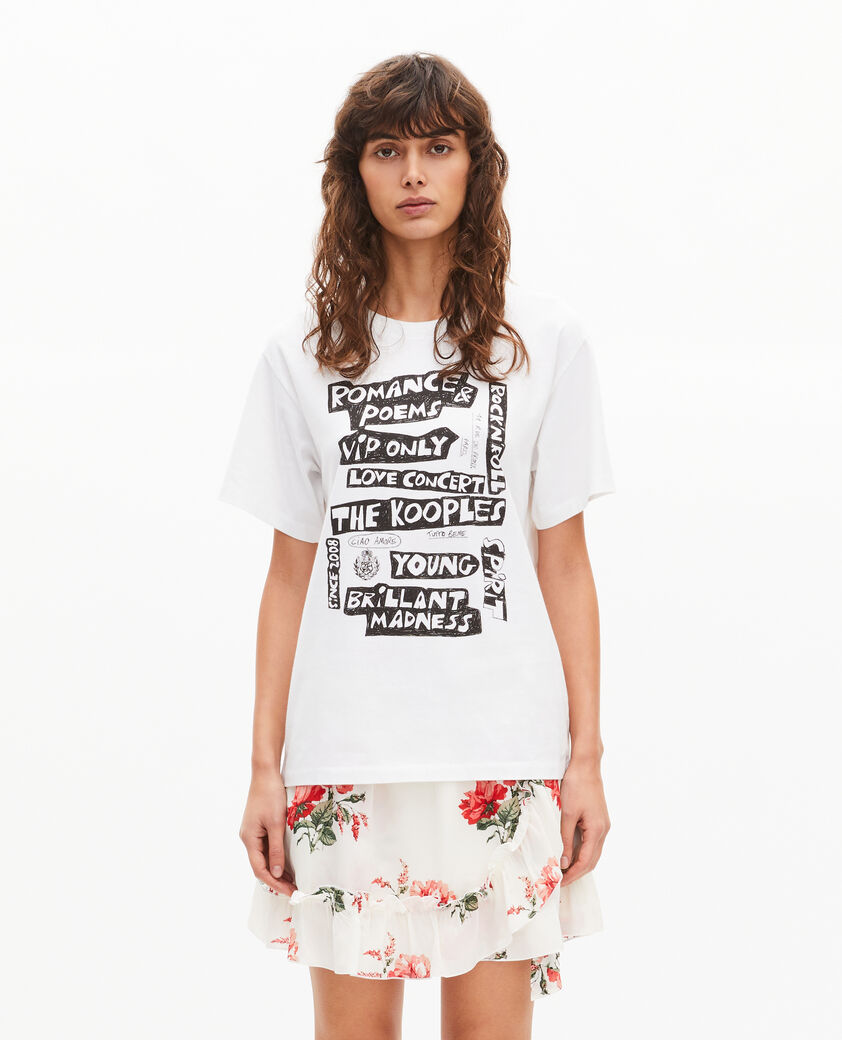 The Kooples FEMME WHITE t-shirt avec s&eacute;rigraphie blanc