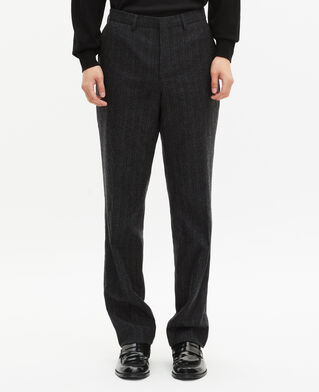 The Kooples HOMME PEARL GREY pantalon de costume droit à fines rayures gris foncé