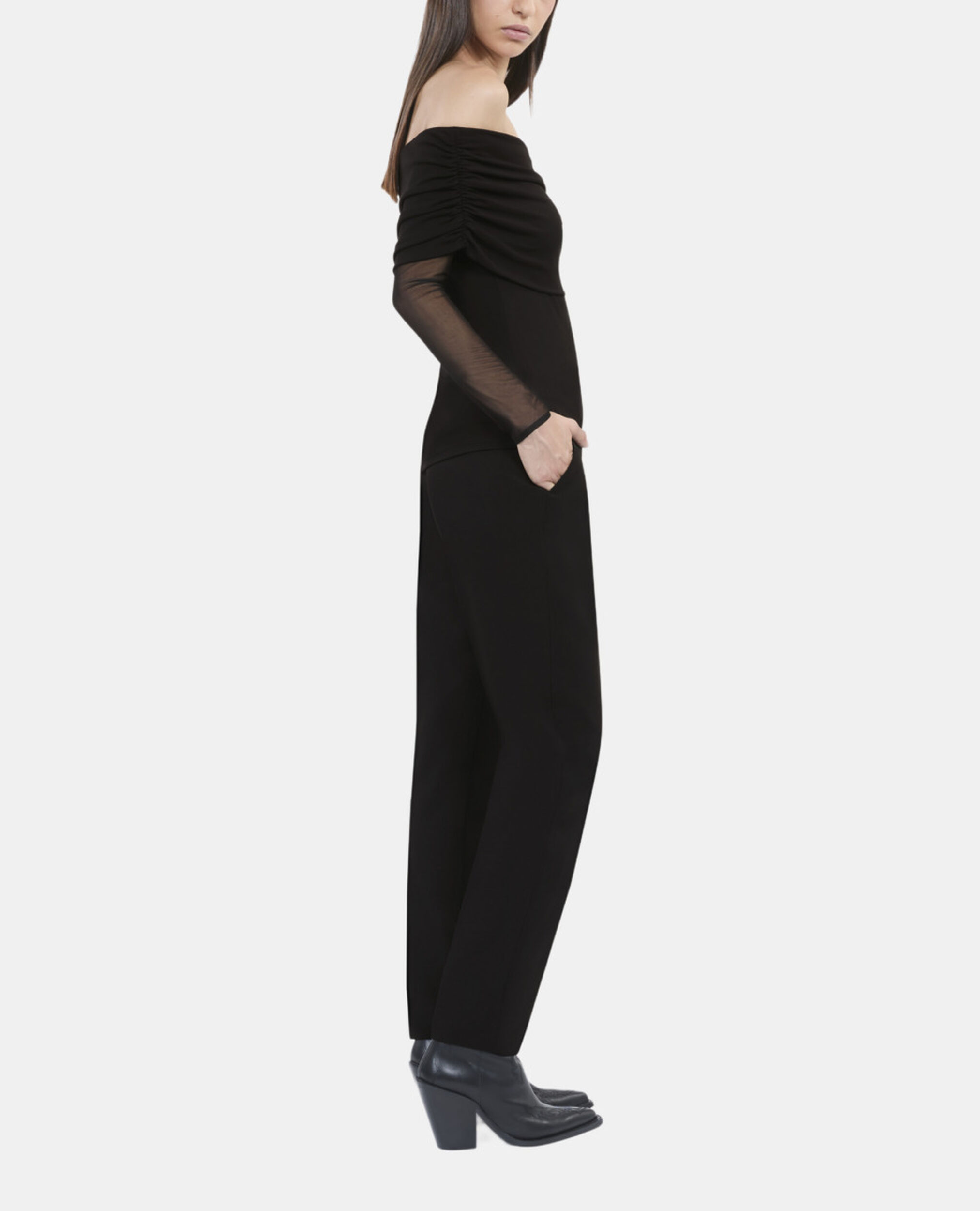 Black jersey top, BLACK, hi-res image number null