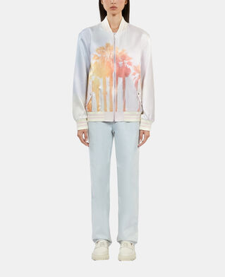 The Kooples FEMME LIGHT PINK blouson satiné avec palmiers rose et lilas