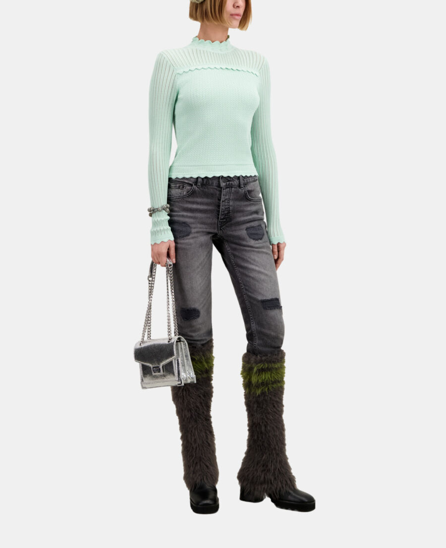 The Kooples WOMEN ANTIC SILVER emily chain bag in silver python-effect leather