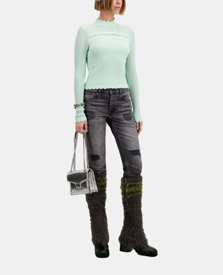 The Kooples WOMEN ANTIC SILVER emily chain bag in silver python-effect leather