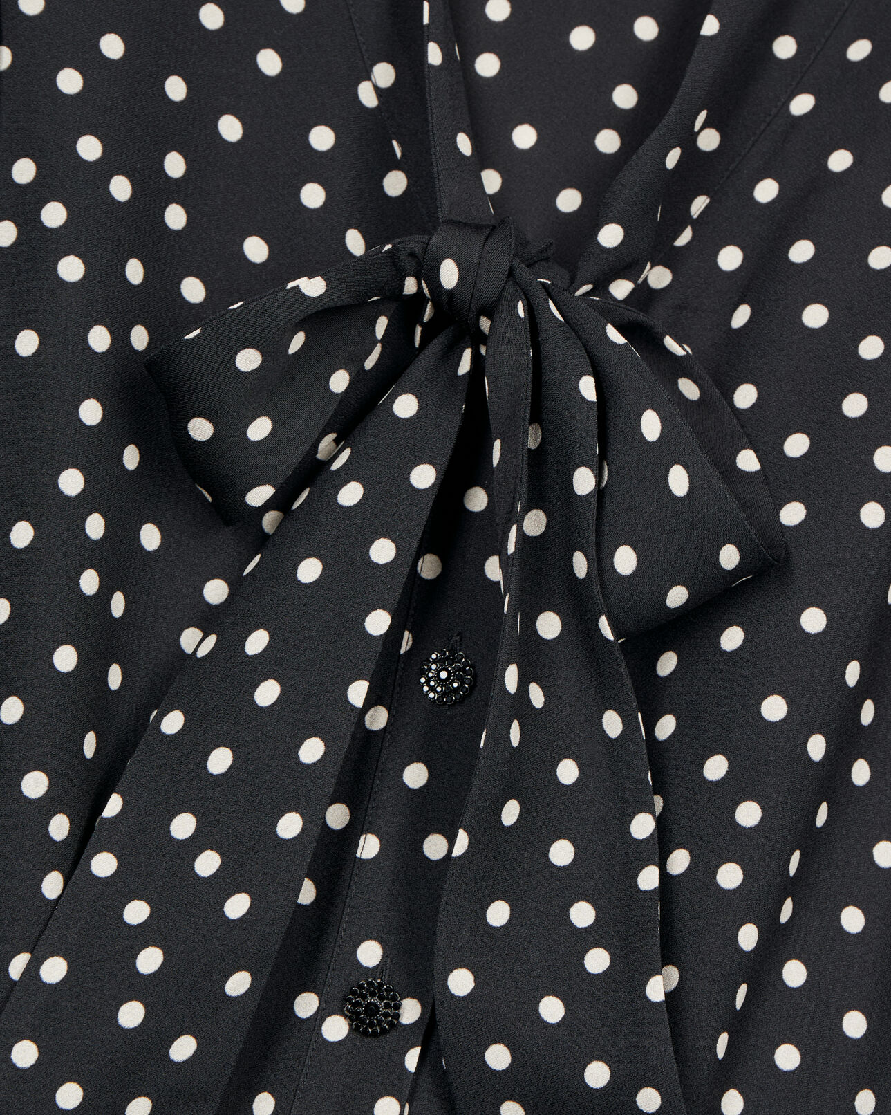 The Kooples WOMEN BLACK WHITE short black polka dot dress