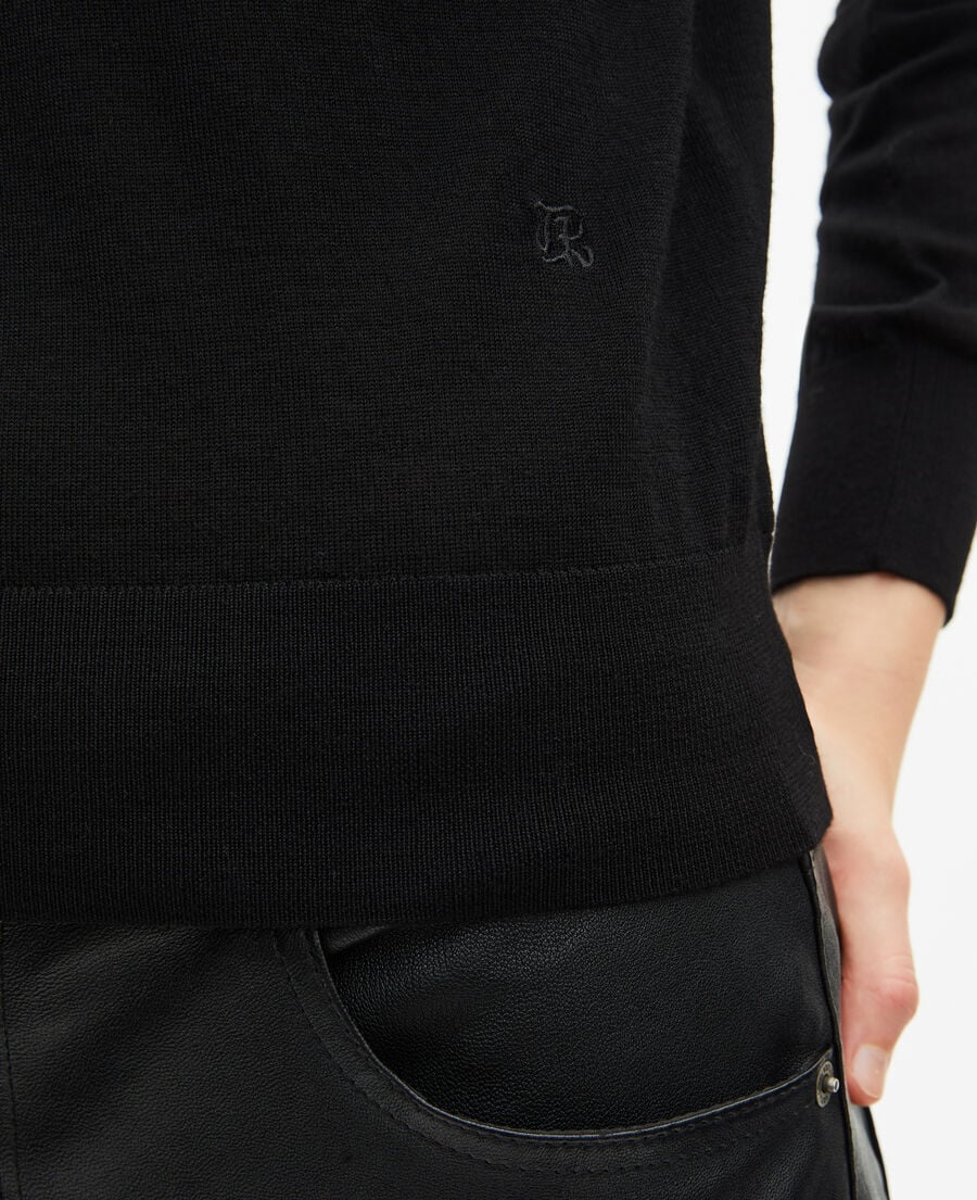 The Kooples WOMEN BLACK black merino wool v-neck sweater