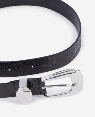 The Kooples WOMEN BLACK black crocodile-effect leather belt