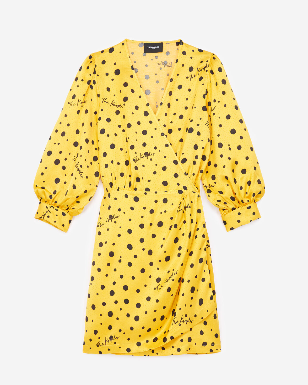 The Kooples FEMME ANTIC GOLD robe portefeuille jaune à pois