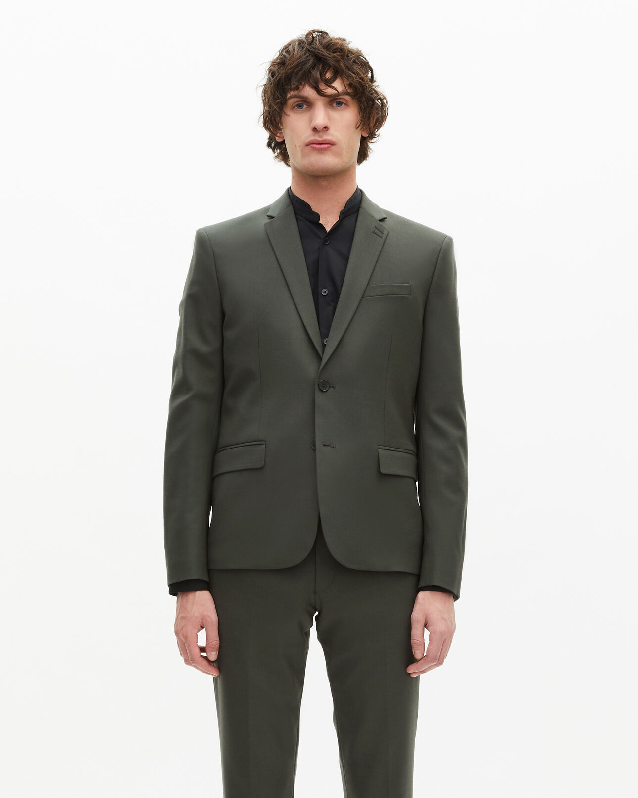 The Kooples MEN KAKI khaki wool suit fitted jacket