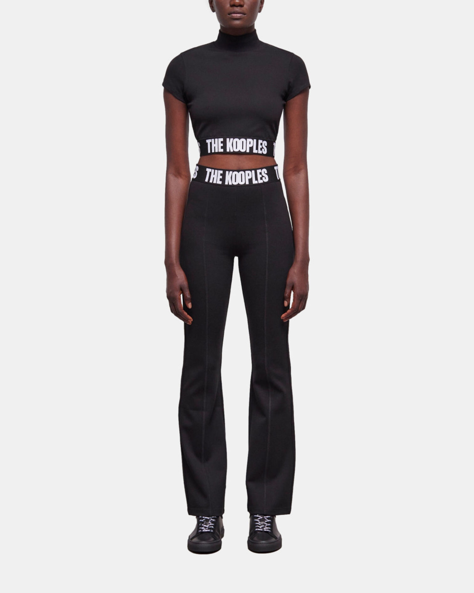 Black logo flared pants, BLACK, hi-res image number null