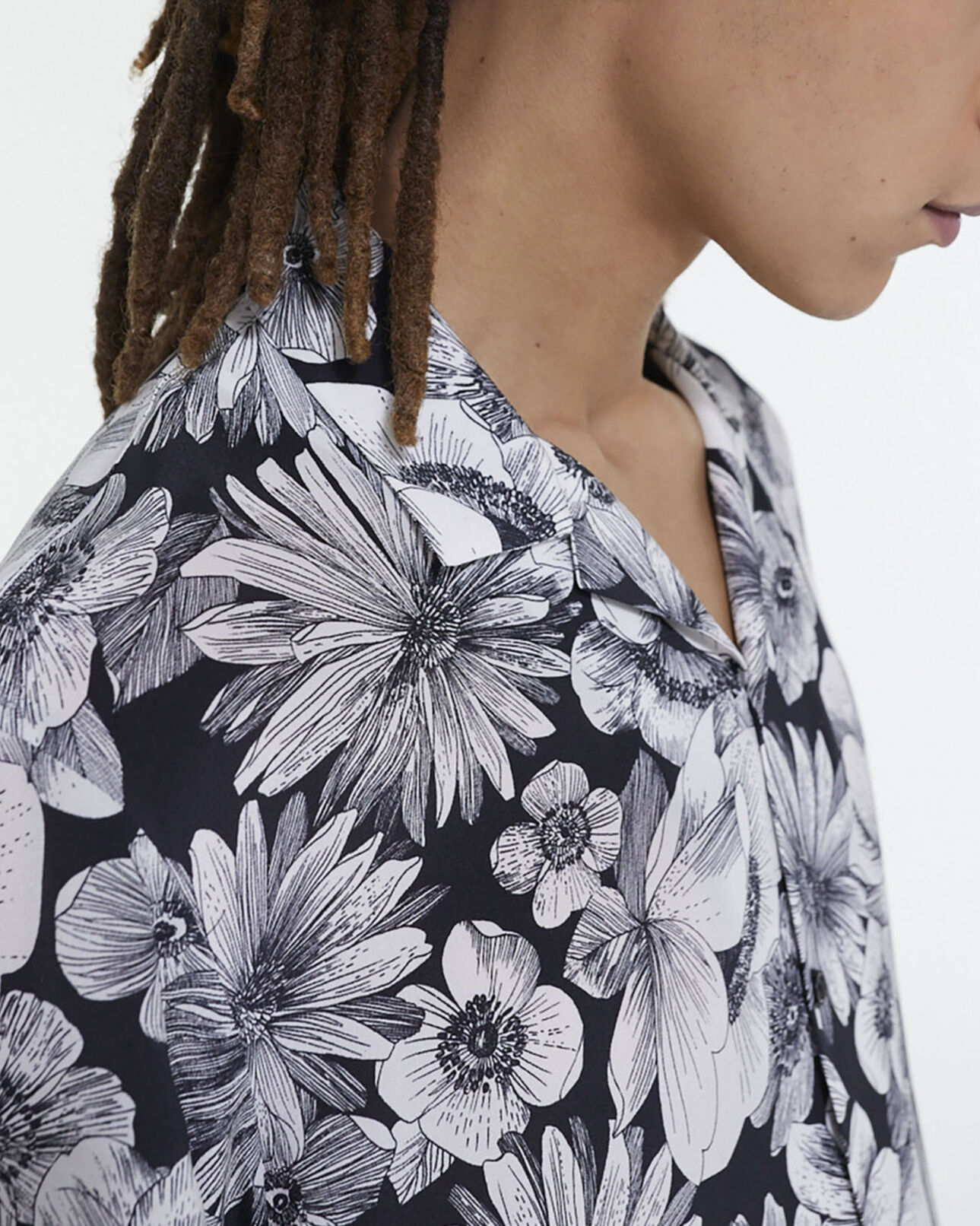 The Kooples HOMME BLACK WHITE chemise col hawaïen à fleurs