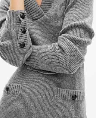 The Kooples DAMEN LIGHT GREY langes kleid aus grauer wolle