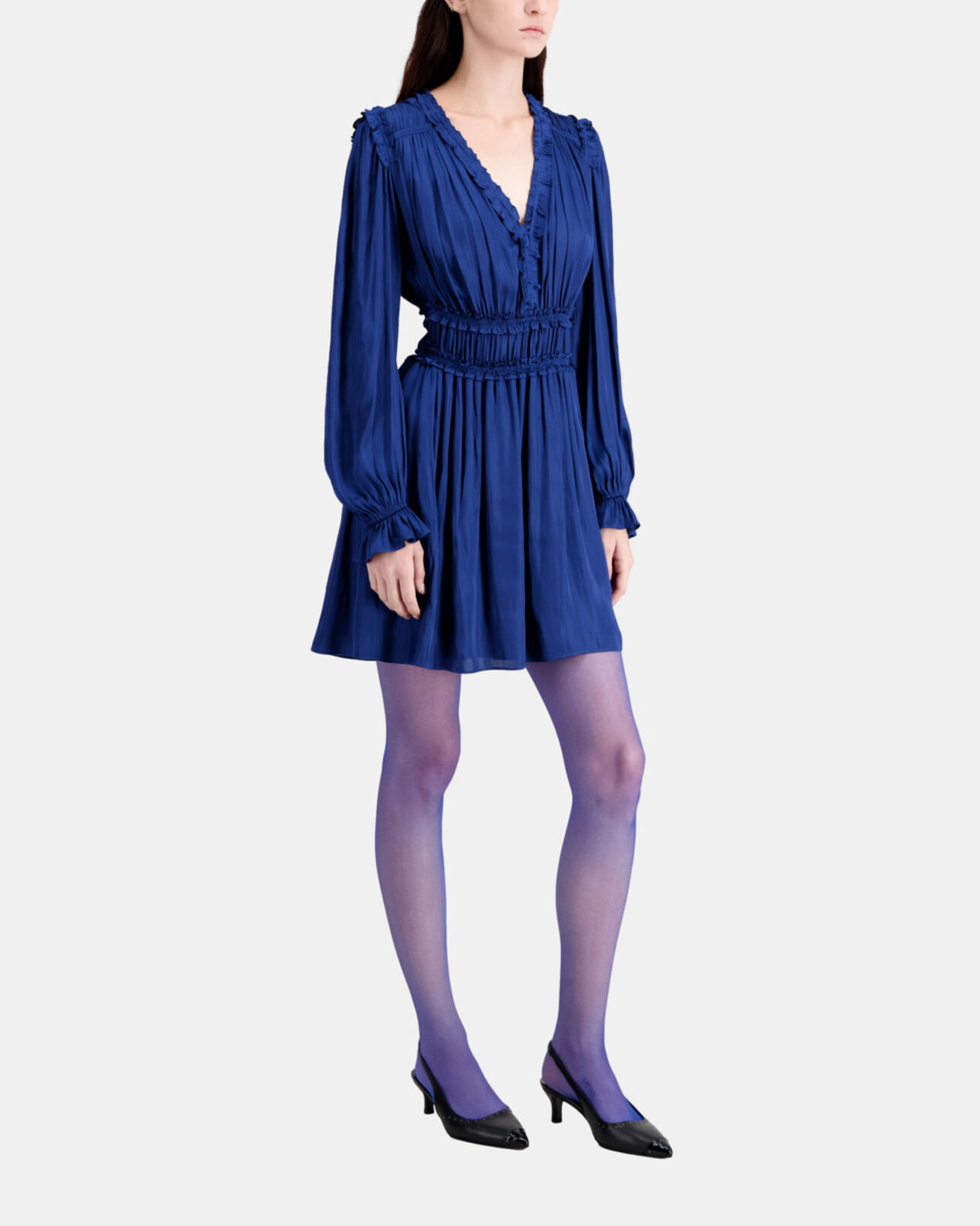 The Kooples DAMEN NAVY blaues kurzes kleid mit raffungen