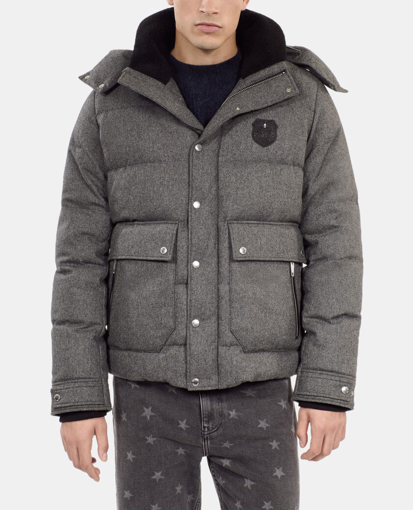 The Kooples HOMME GRIS CLAIR doudoune en flanelle grise