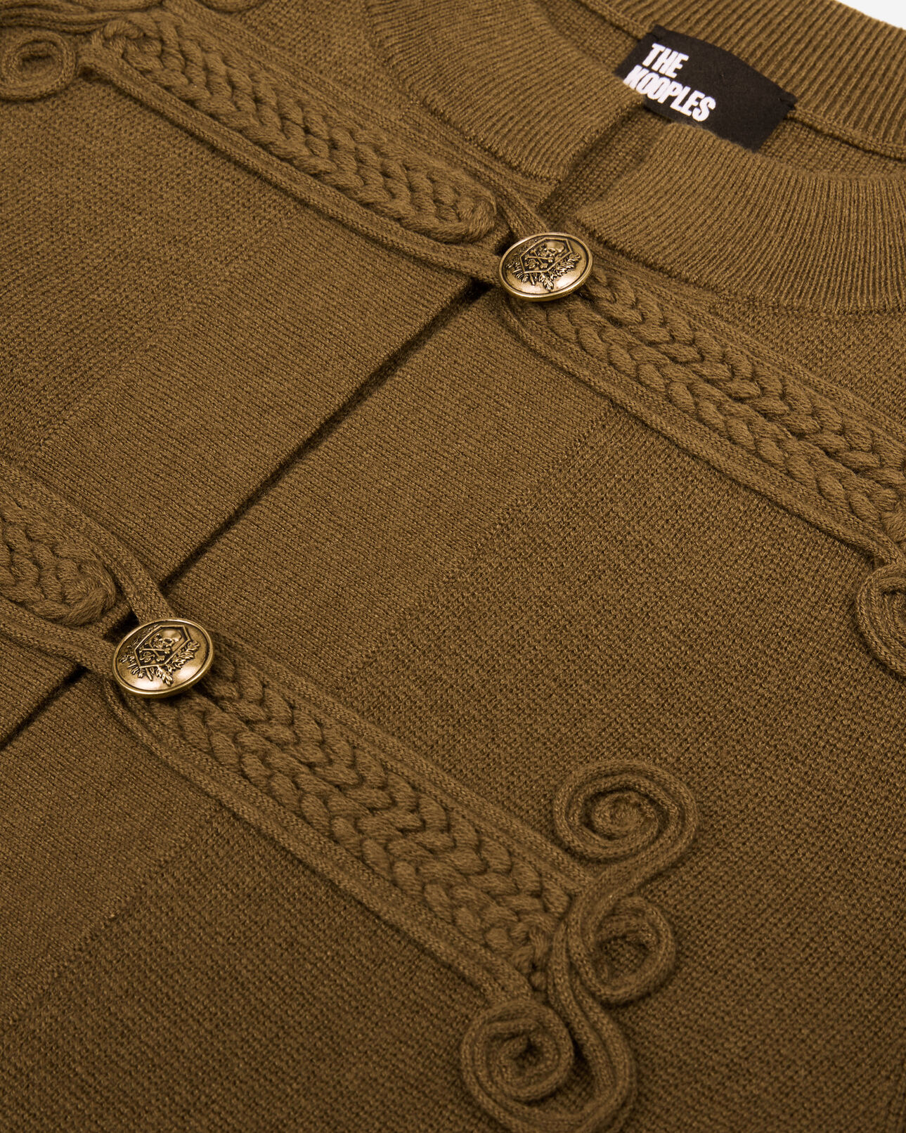 The Kooples WOMEN KAKI khaki officer-style wool cardigan