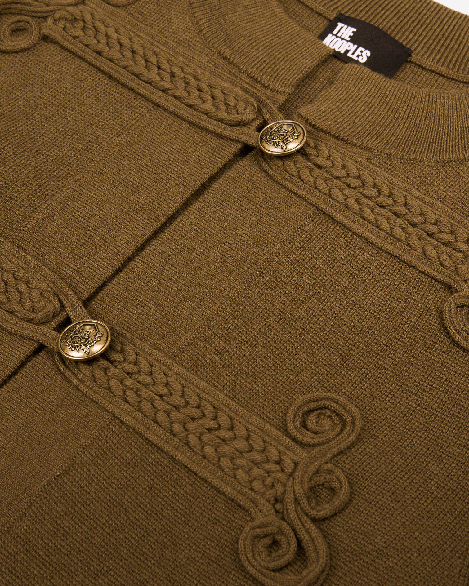 Khaki officer-style wool cardigan, KAKI, hi-res image number null