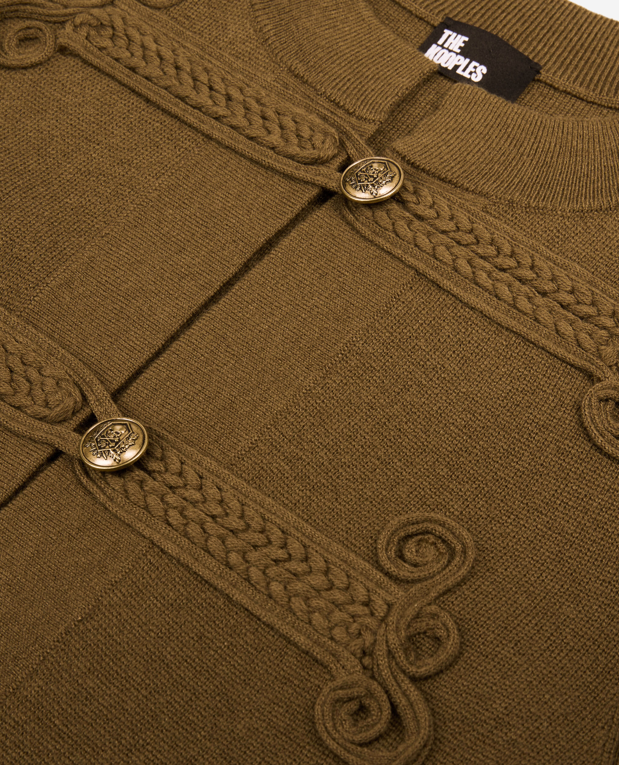 Khaki officer-style wool cardigan, KAKI, hi-res image number null