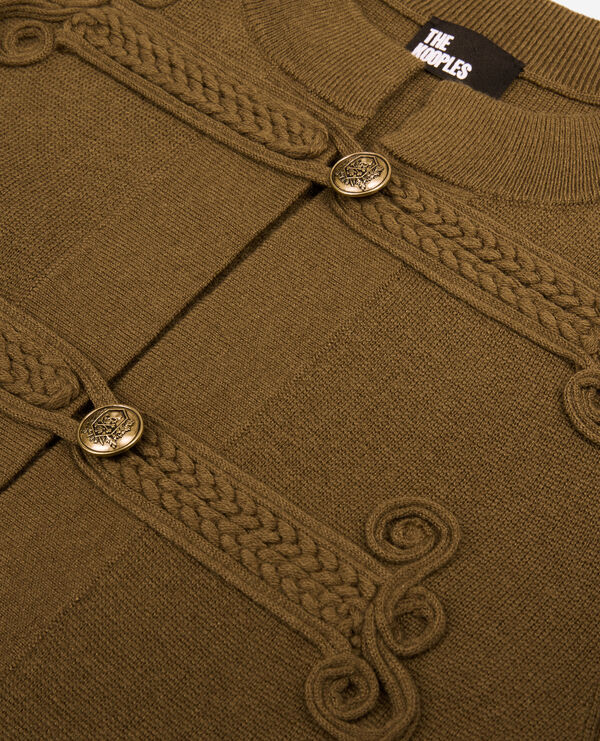 The Kooples FEMME KAKI cardigan en laine style officier kaki